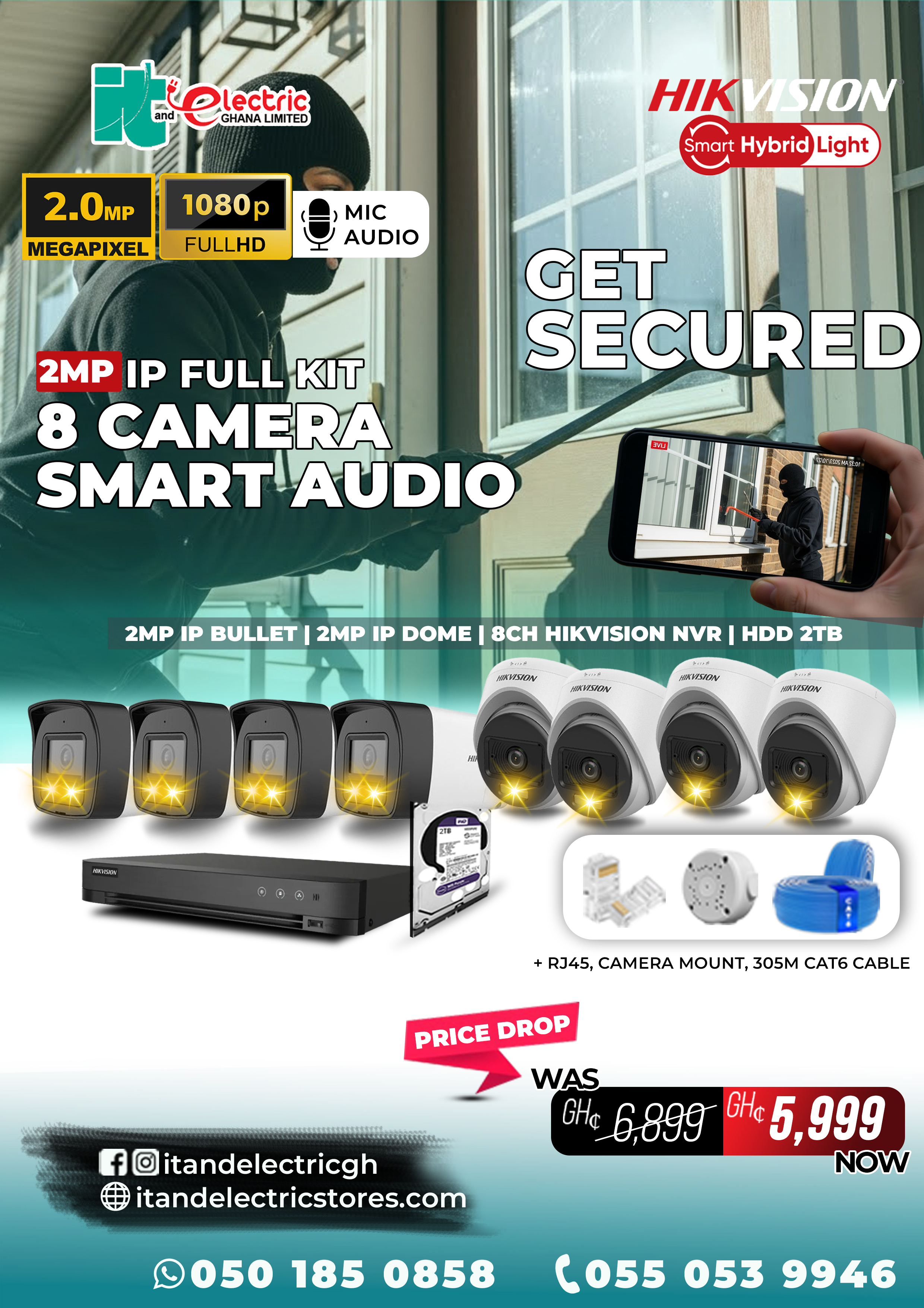 Hikvision 2MP IP Full Kit (8 Camera)