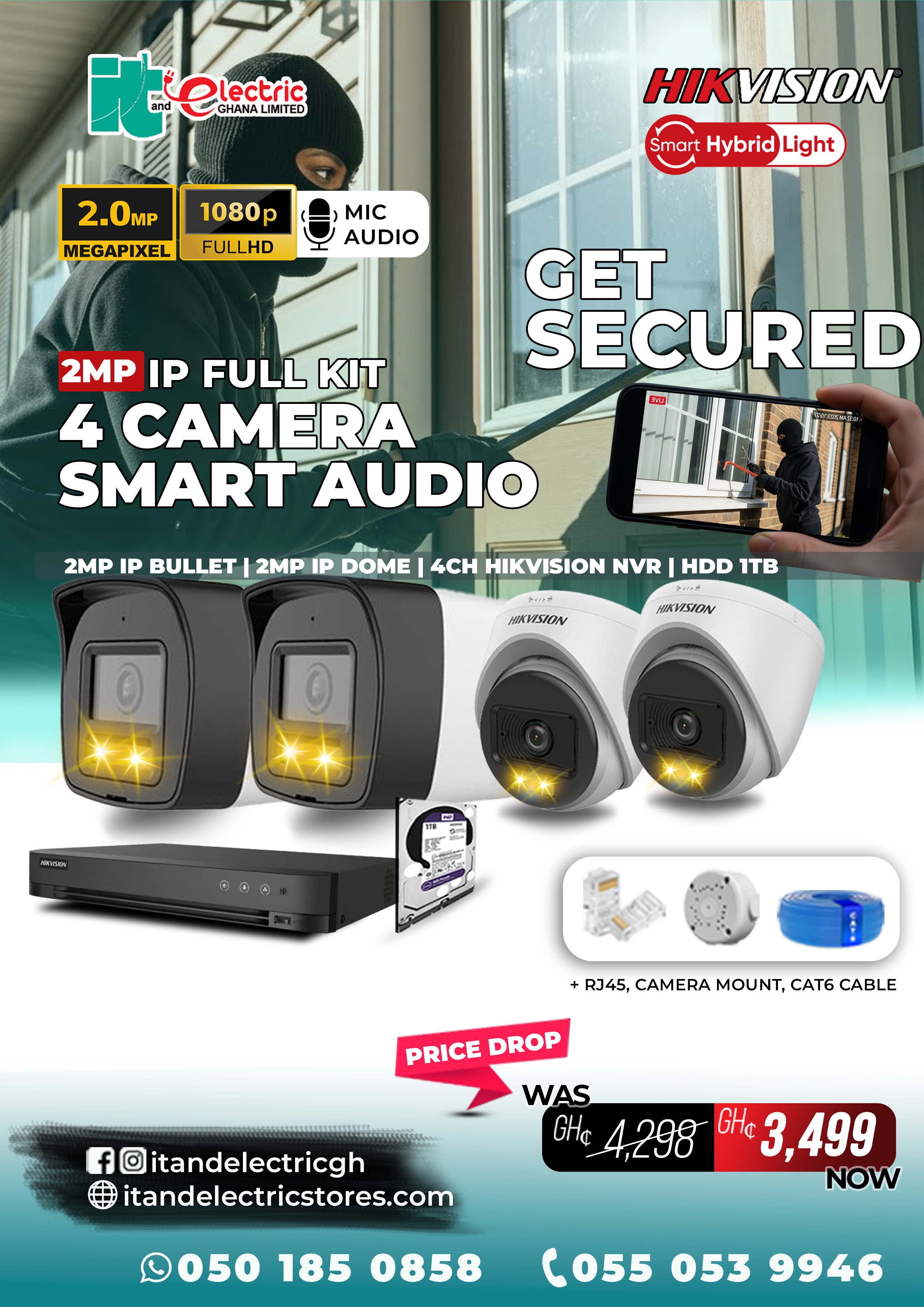 Hikvision 2MP IP Full Kit (4 Camera Set)