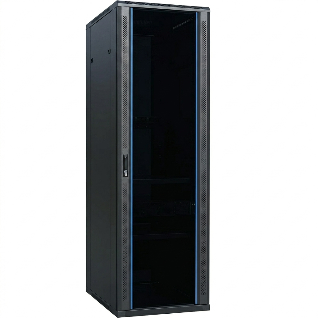 42U Cabinet [800*1000] Glass - with D-Ring Cable Manager and 6 Way PDU PLASTIC - Buy in Ghana