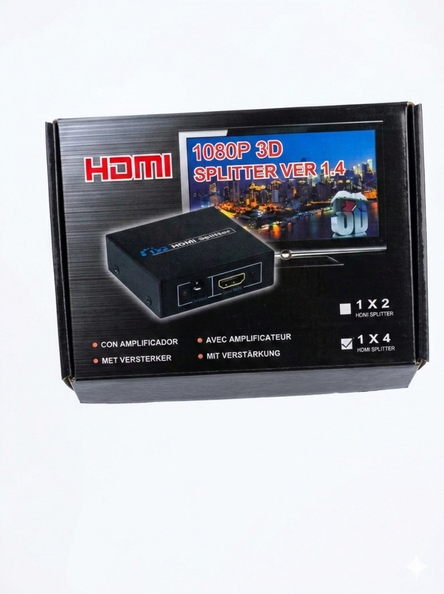 4 port 1080 Hdmi Splitter (Black Box)