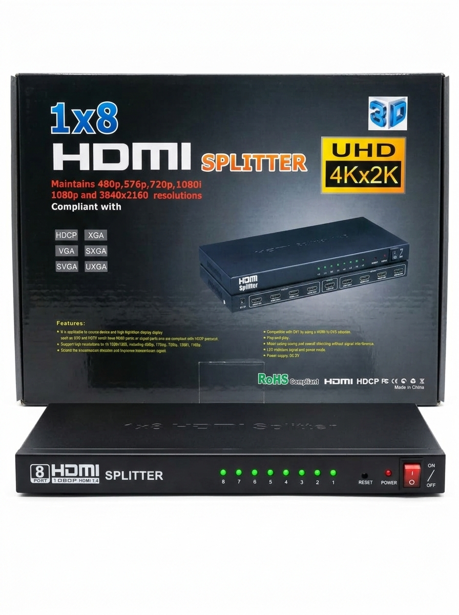 8 port 4K Hdmi Splitter (Black Box)