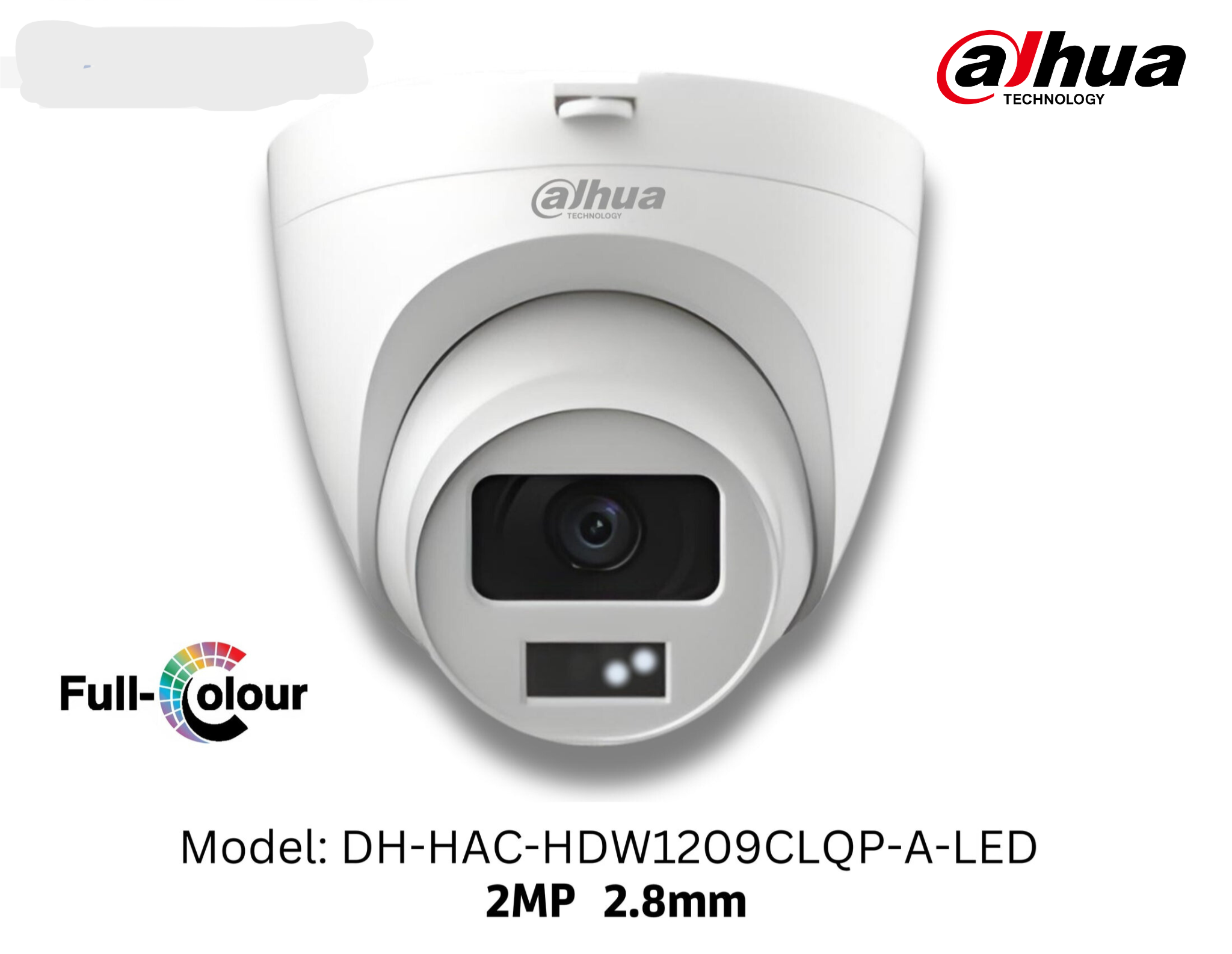 Dahua 2MP Analog Dome Smart Dual Light(DH-HAC-HDW1209CLQP-A- LED), 2.8mm Fixed Lens, Full Color (Smart Light) with audio