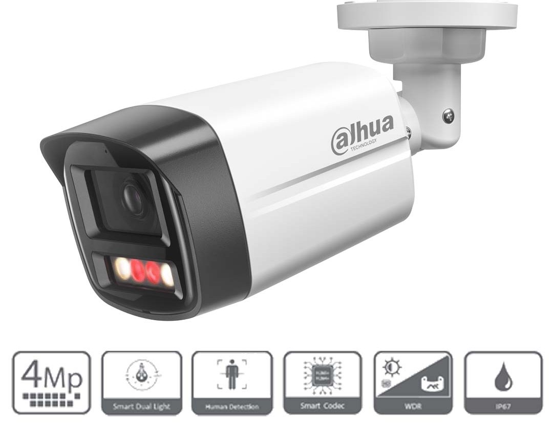 Dahua 4MP IP Bullet Smart Dual Light Camera(DH-IPC-HFW1439TL1-A-IL), 3.6MM