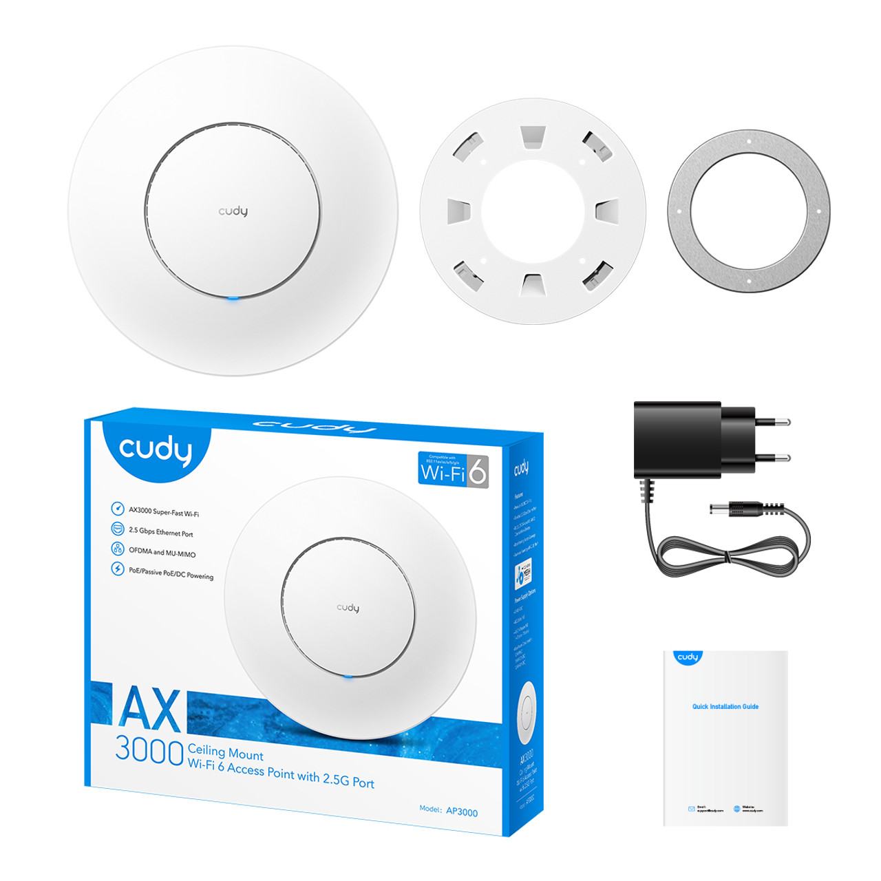 Cudy AX3000  2.5G WIFI 6 Access point  AP300_p WITH POE Adapter 
