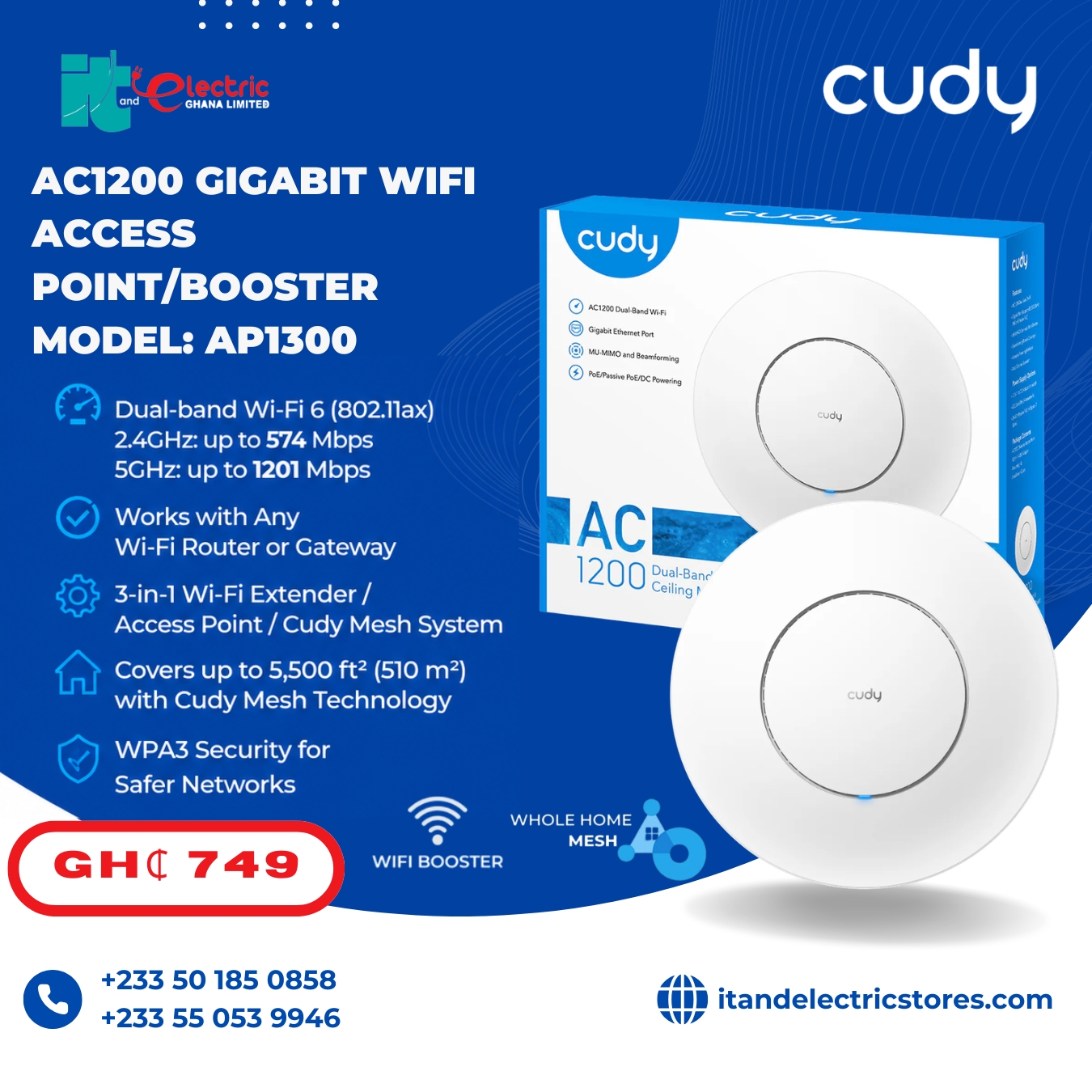  Cudy AC1200 Gigabit Wifi Access Point/booster model: AP1300