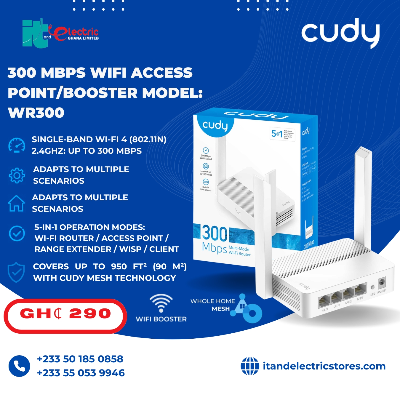 Cudy 300 Mbps Wifi Access point/booster model: WR300
