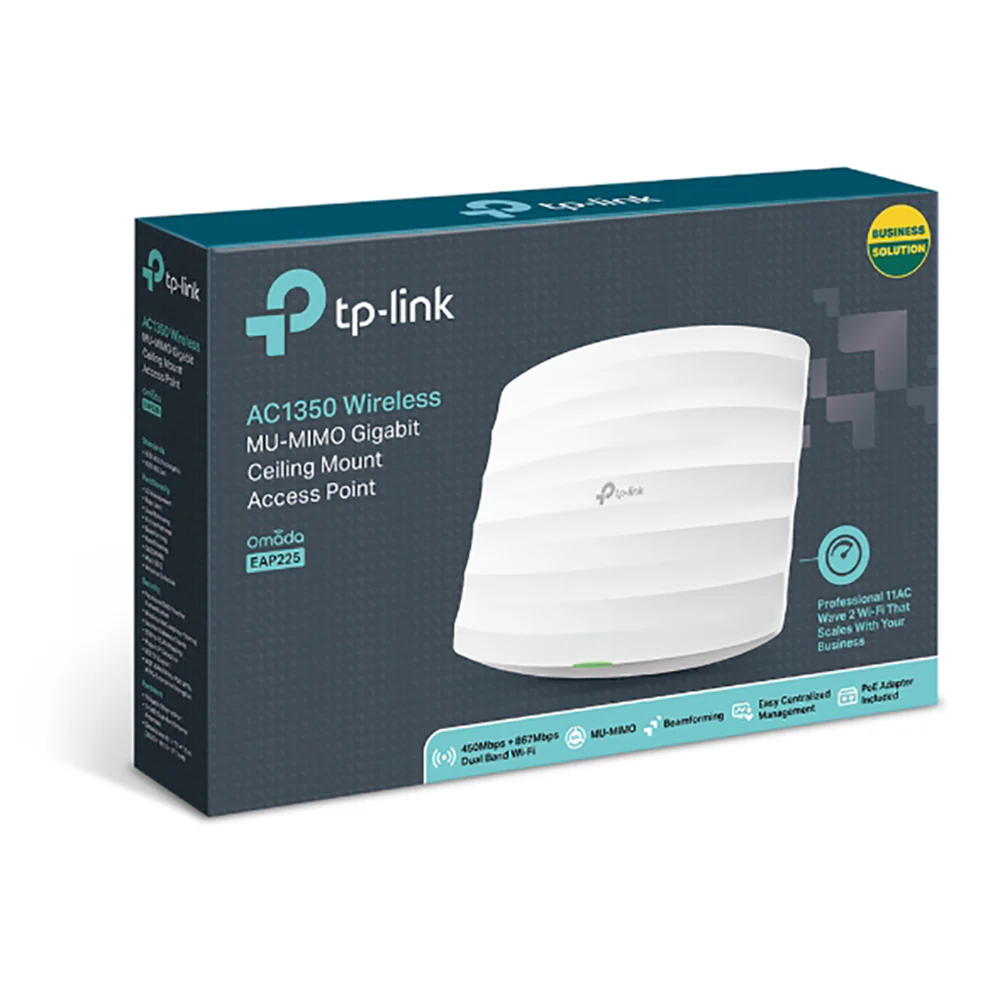 TP‑Link AC1350 Wireless Gigabit Ceiling-Mount Access Point (model TP‑Link EAP225).
